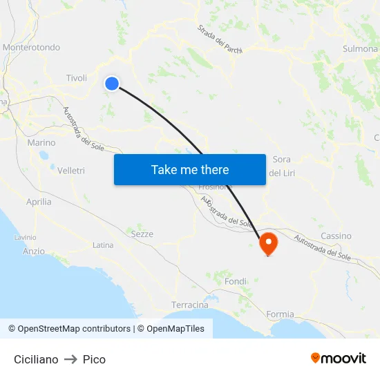 Ciciliano to Pico map