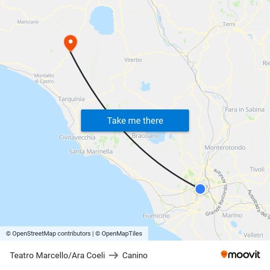 Teatro Marcello/Ara Coeli to Canino map