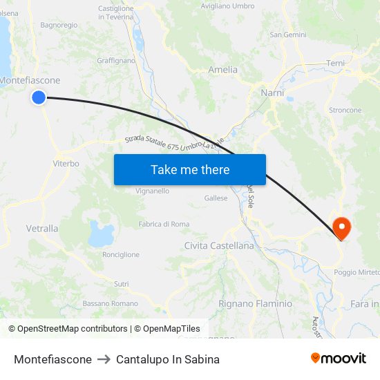 Montefiascone to Cantalupo In Sabina map