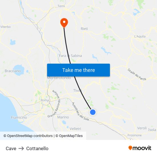 Cave to Cottanello map