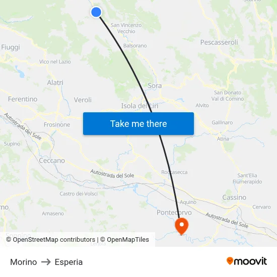Morino to Esperia map