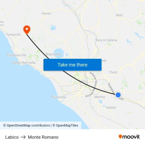 Labico to Monte Romano map