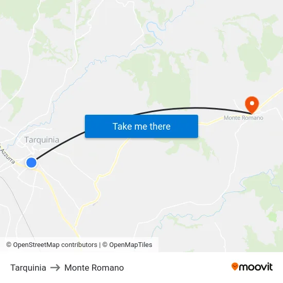 Tarquinia to Monte Romano map