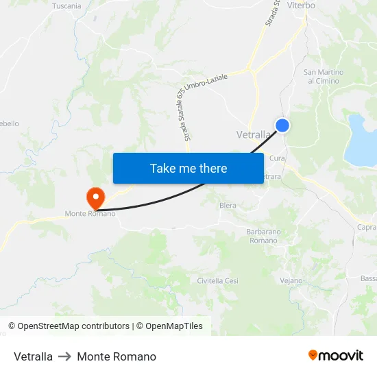 Vetralla to Monte Romano map
