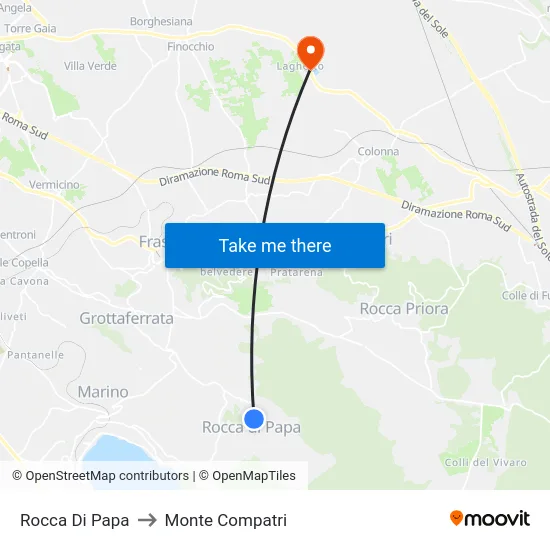 Rocca Di Papa to Monte Compatri map