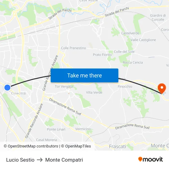Lucio Sestio to Monte Compatri map