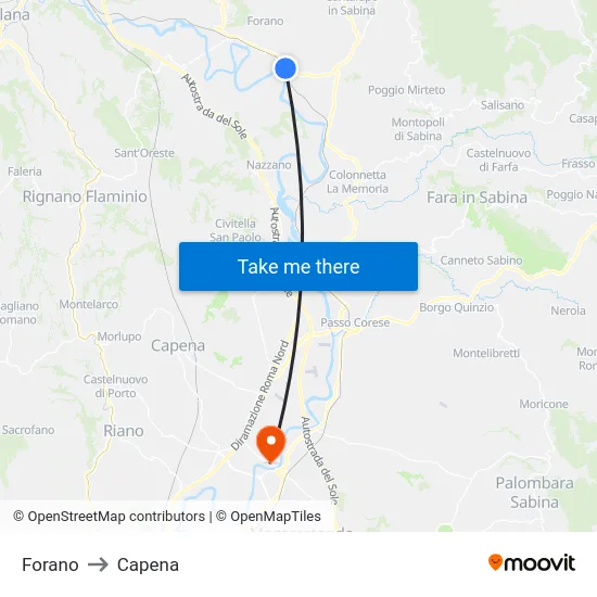 Forano to Capena map