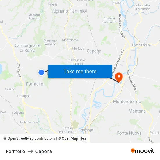 Formello to Capena map