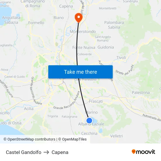 Castel Gandolfo to Capena map