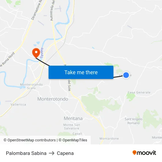 Palombara Sabina to Capena map