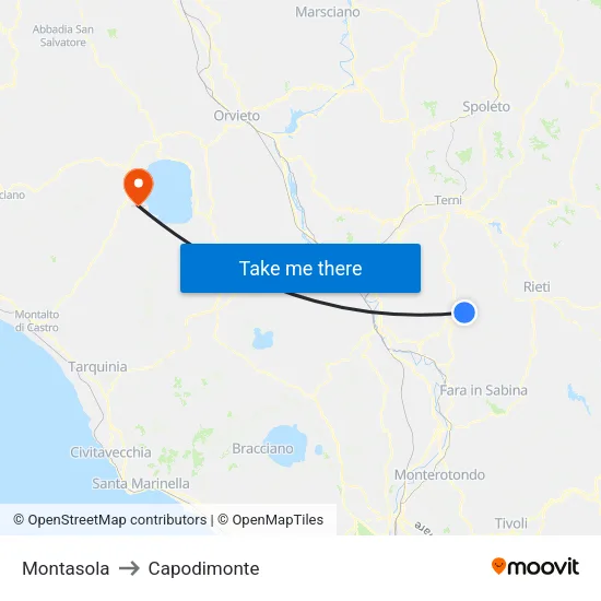 Montasola to Capodimonte map