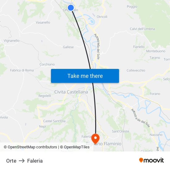 Orte to Faleria map