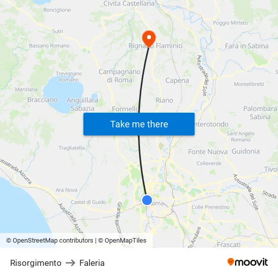Risorgimento to Faleria map