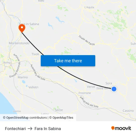 Fontechiari to Fara In Sabina map