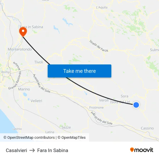 Casalvieri to Fara In Sabina map