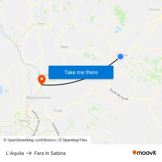 L' Aquila to Fara In Sabina map