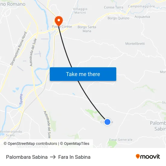 Palombara Sabina to Fara In Sabina map