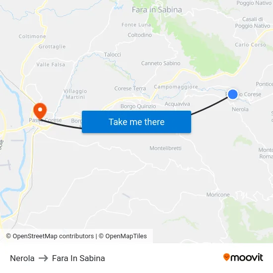 Nerola to Fara In Sabina map