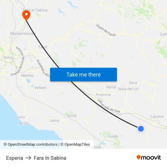 Esperia to Fara In Sabina map
