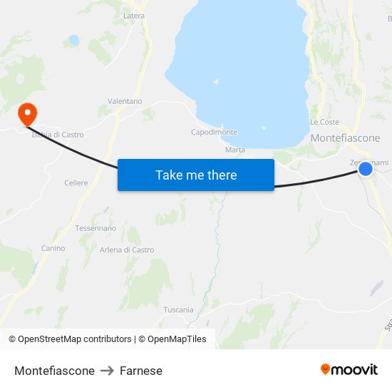 Montefiascone to Farnese map