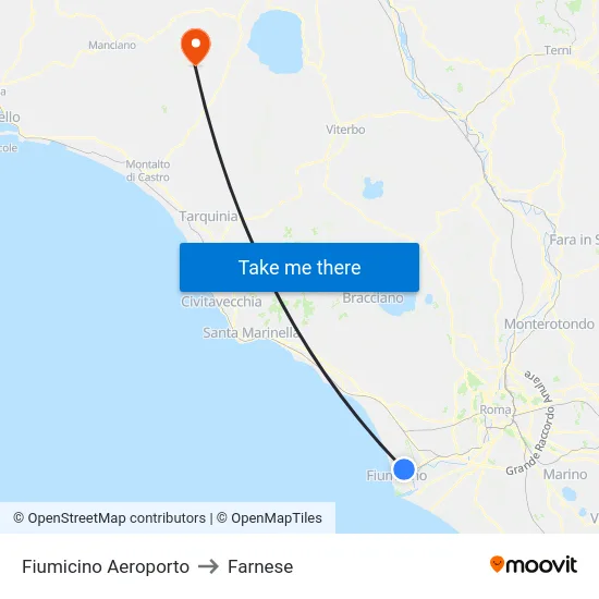 Fiumicino Aeroporto to Farnese map