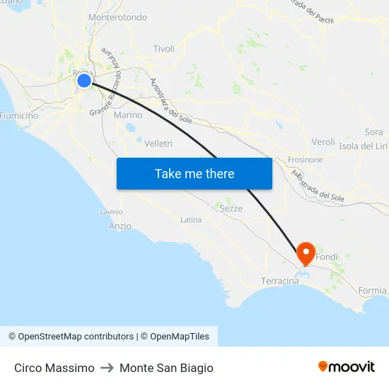 Circo Massimo to Monte San Biagio map
