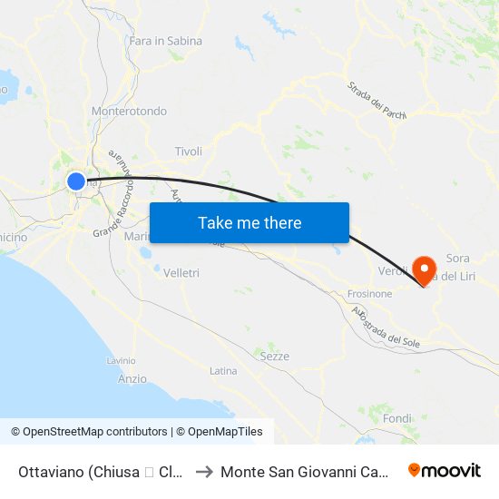Ottaviano to Monte San Giovanni Campano map