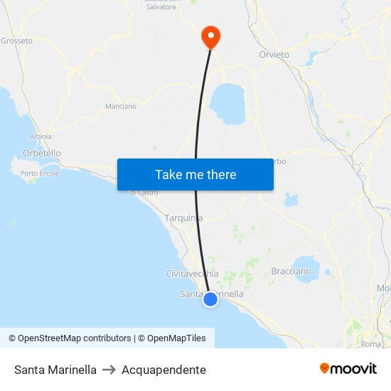 Santa Marinella to Acquapendente map