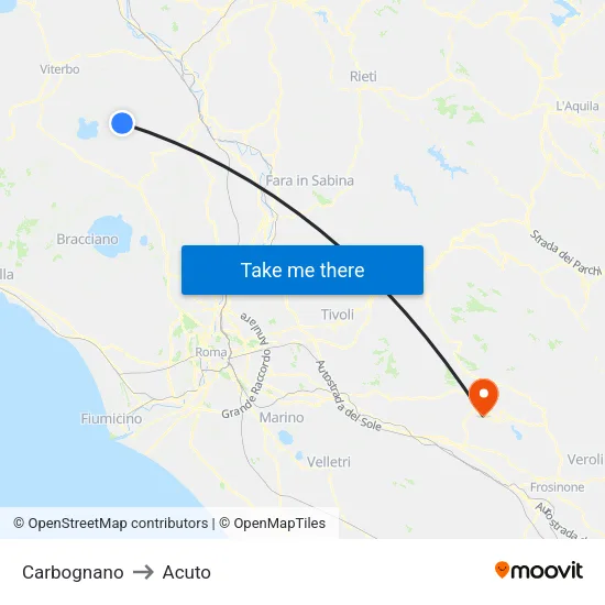 Carbognano to Acuto map