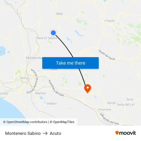 Montenero Sabino to Acuto map