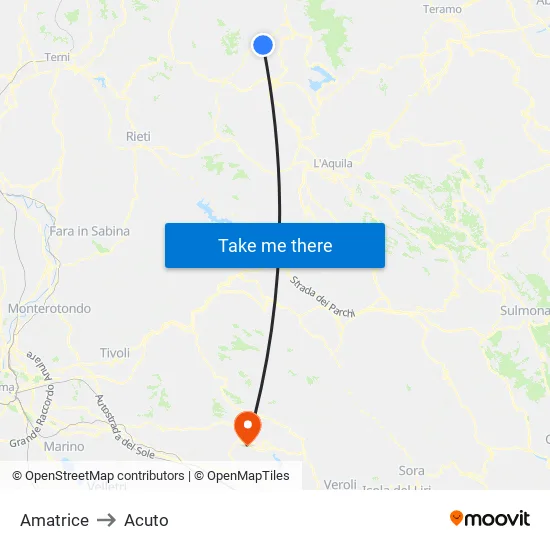 Amatrice to Acuto map