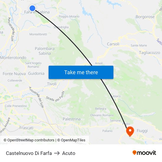 Castelnuovo Di Farfa to Acuto map