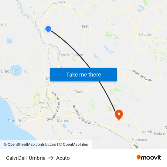 Calvi dell'Umbria to Acuto map