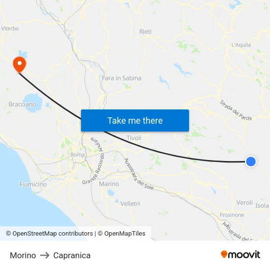 Morino to Capranica map
