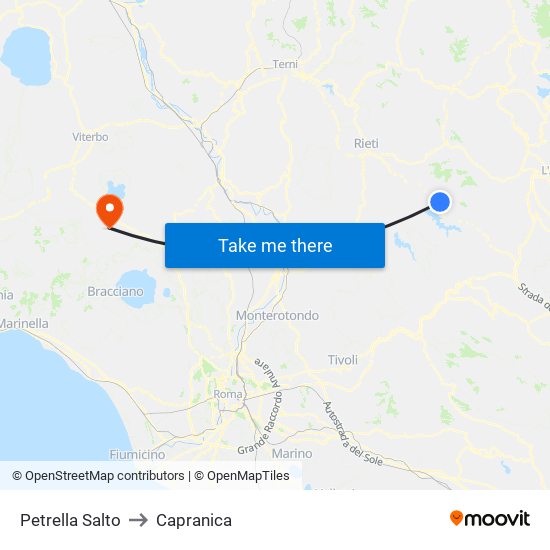 Petrella Salto to Capranica map