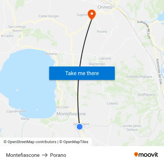 Montefiascone to Porano map