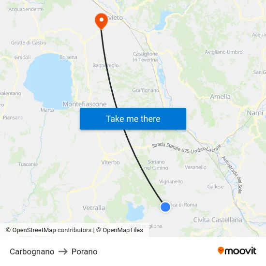 Carbognano to Porano map