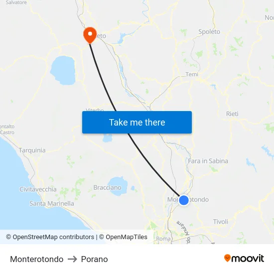 Monterotondo to Porano map