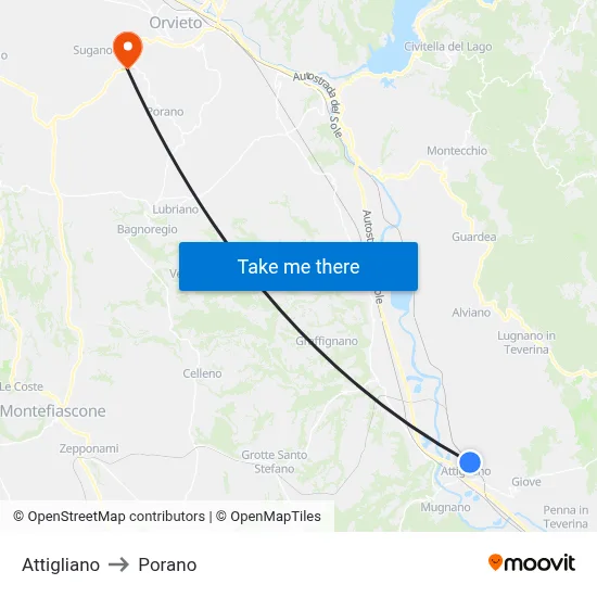 Attigliano to Porano map