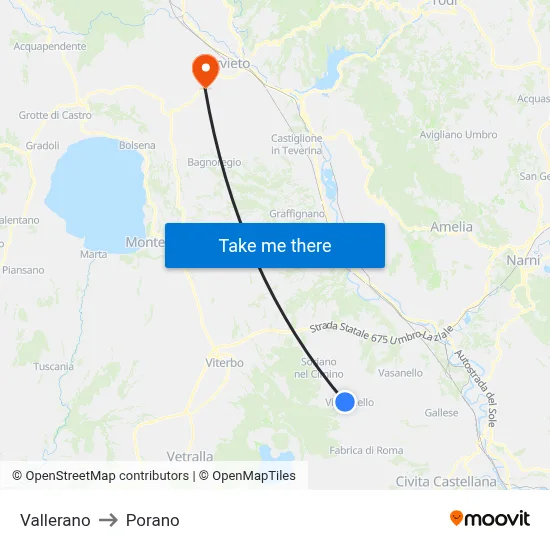 Vallerano to Porano map