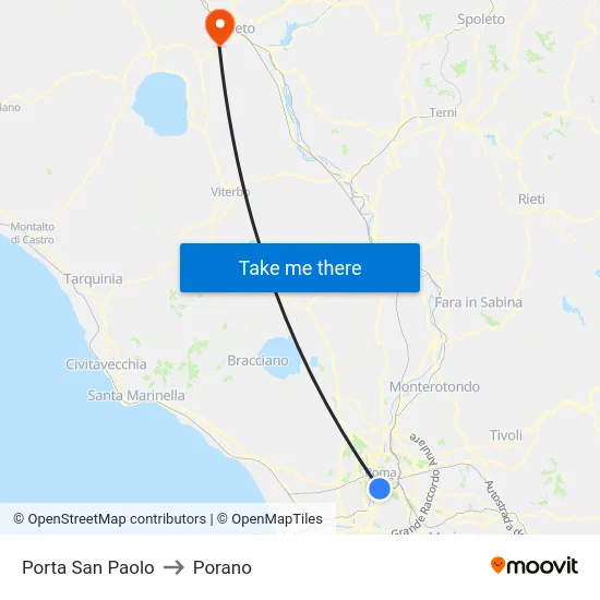 Porta San Paolo to Porano map
