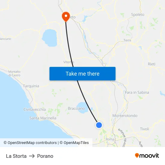 La Storta to Porano map