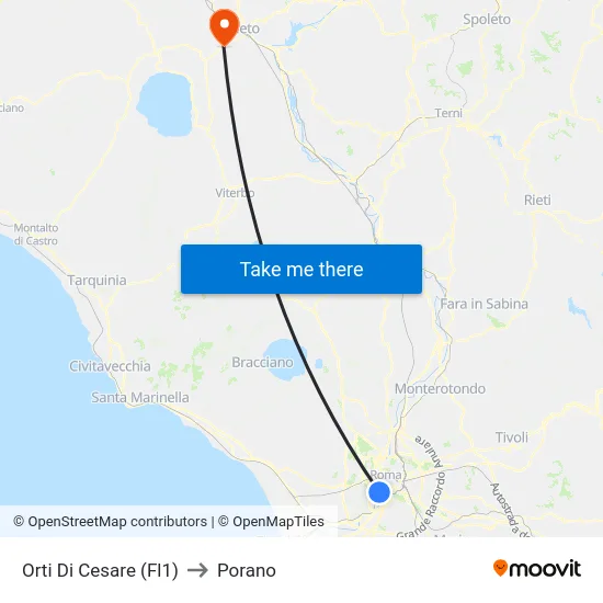 Orti Di Cesare (Fl1) to Porano map