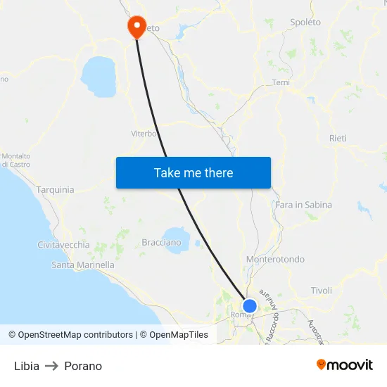 Libia to Porano map
