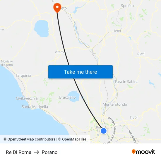 Re Di Roma to Porano map