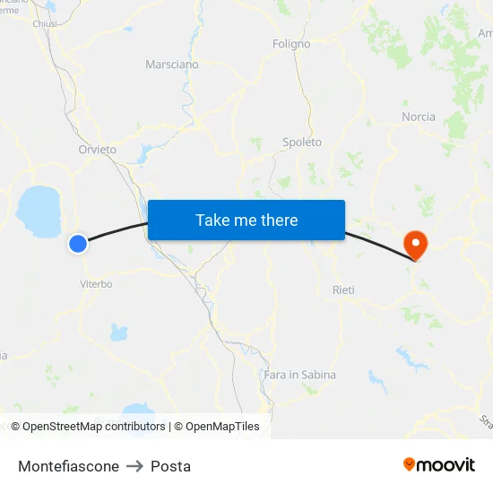 Montefiascone to Posta map