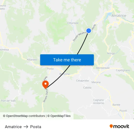 Amatrice to Posta map