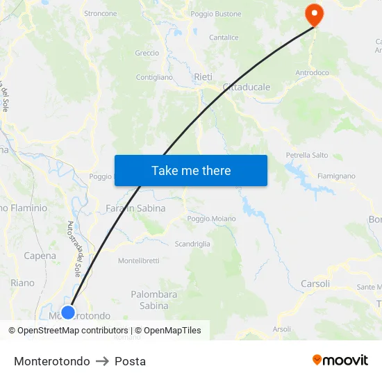 Monterotondo to Posta map
