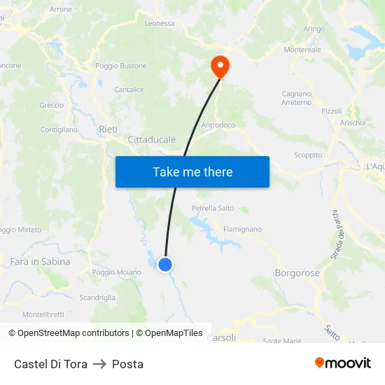 Castel Di Tora to Posta map