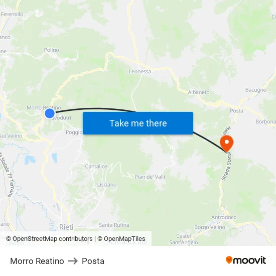 Morro Reatino to Posta map